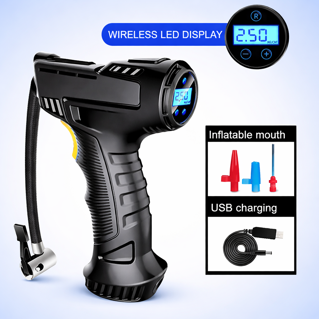 120W Rechargeable Cordless Tyre Inflator with Digital Display & Auto Shut-Off