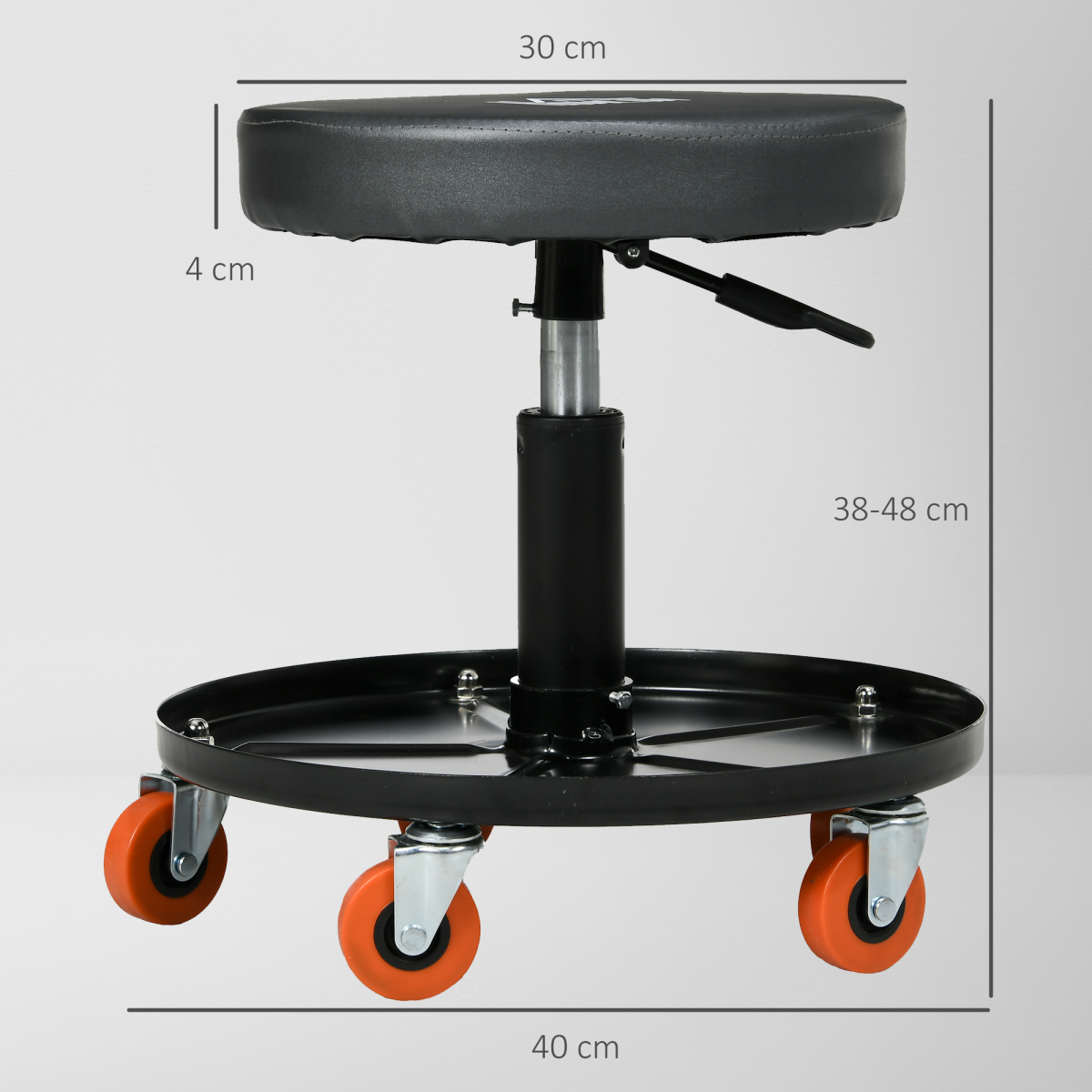 Adjustable Rolling Mechanic Stool with Tool Tray & Wheels
