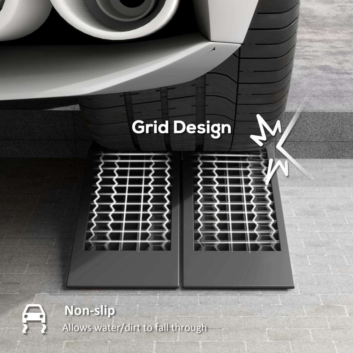 2-Pack Heavy-Duty Kerb Ramps with Anti-Slip Surface