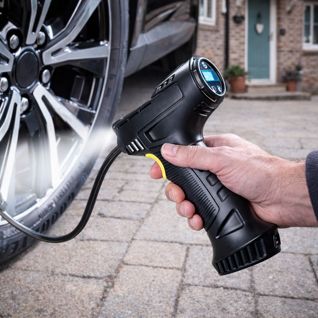 120W Rechargeable Cordless Tyre Inflator with Digital Display & Auto Shut-Off