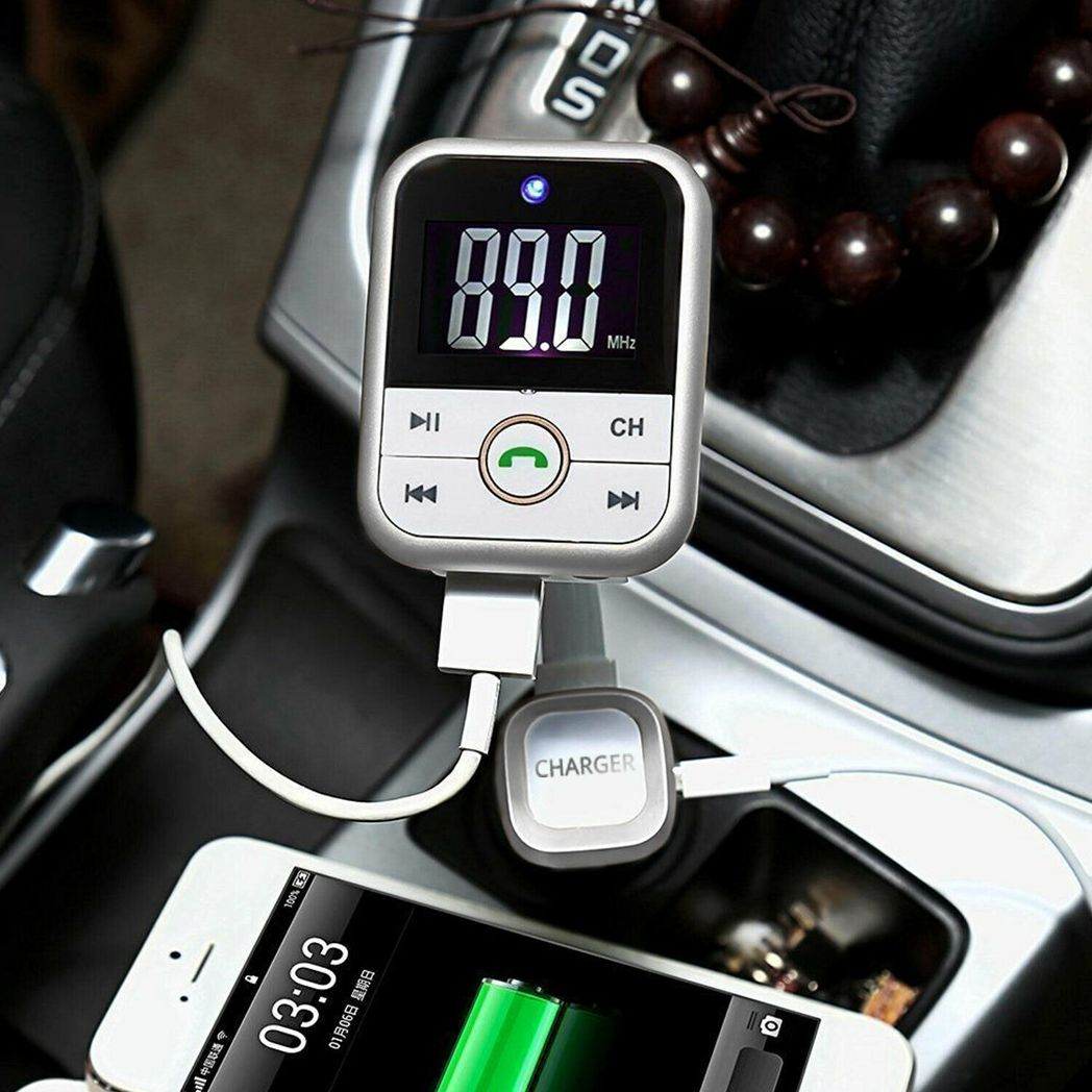 Bluetooth FM Transmitter & Hands-Free Car Kit with USB Charger
