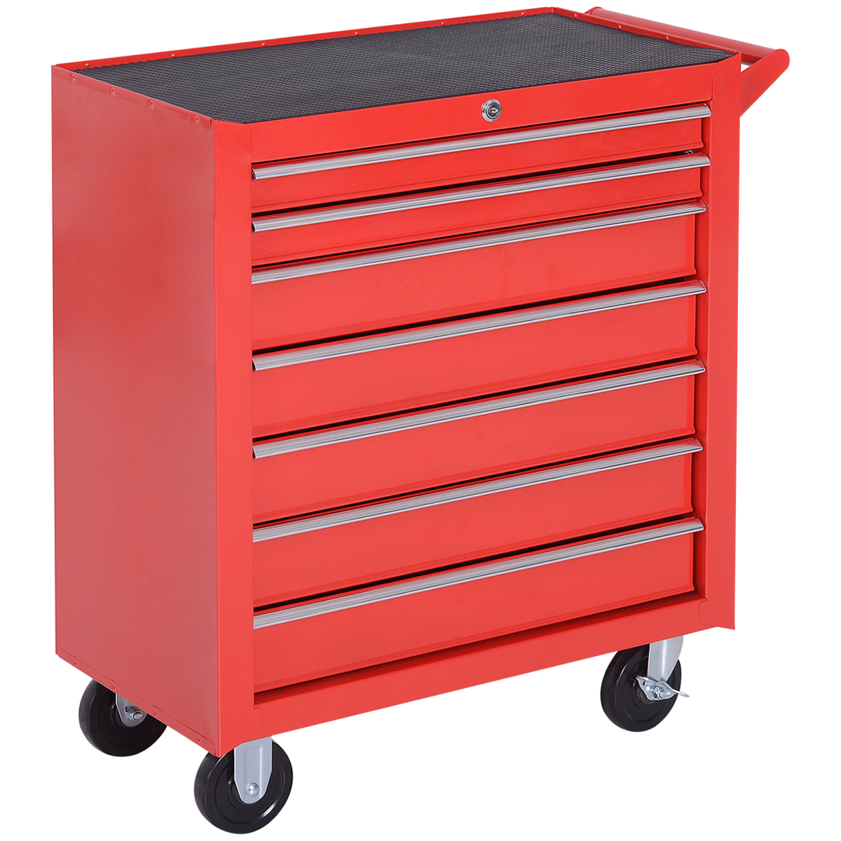 7-Drawer Rolling Tool Cabinet with Lock & Wheels – Red
