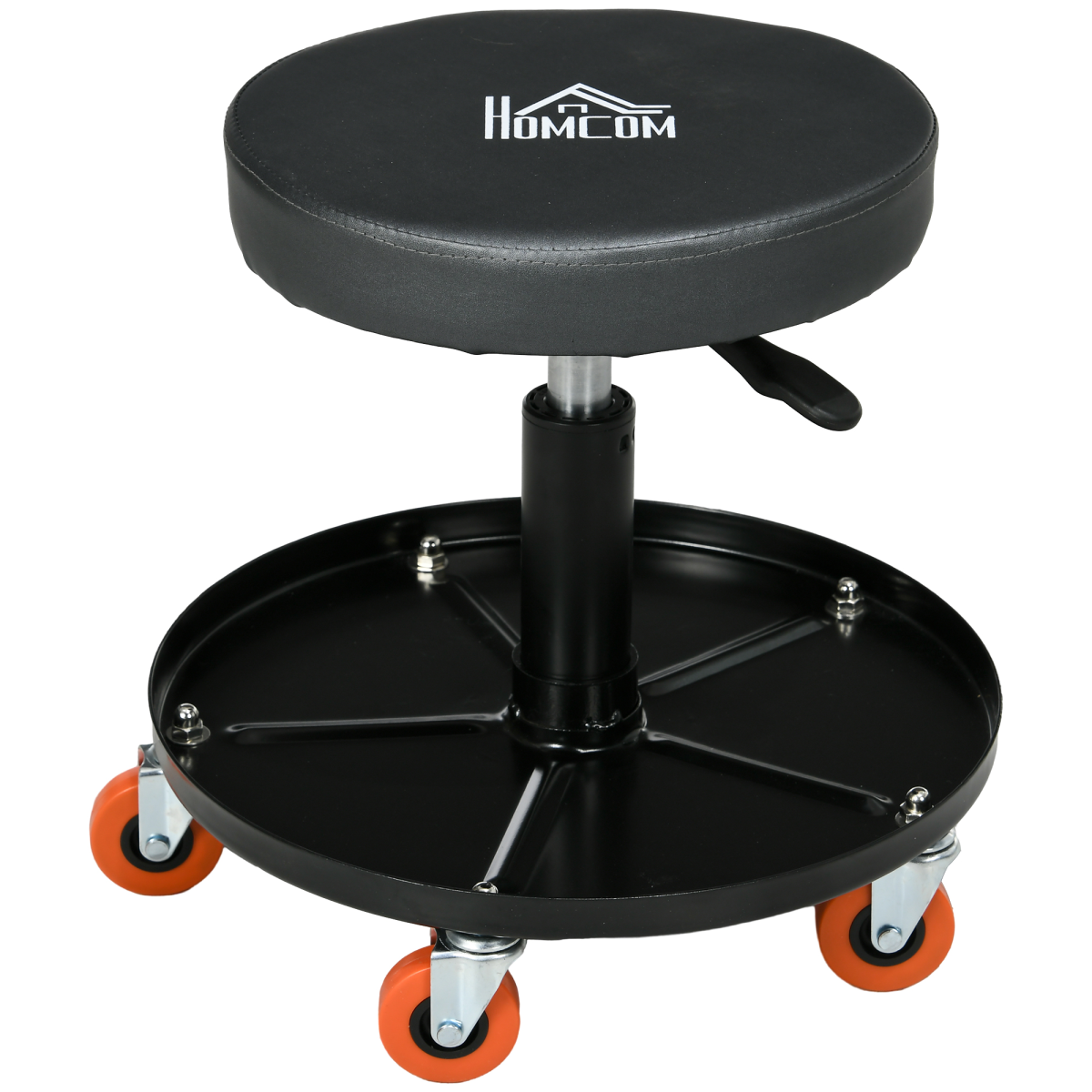 Adjustable Rolling Mechanic Stool with Tool Tray & Wheels